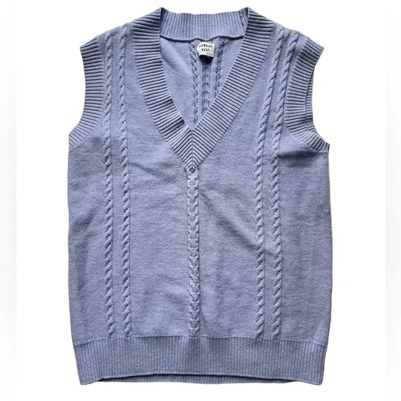 Aritzia Sunday Best Winston Sweater Boyfriend Vest Cable Knit Lavender Preppy Sm